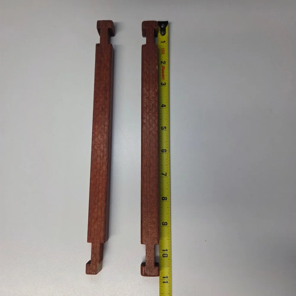 Vintage Hammered Wood Blocks Long Square Notched Replacement Parts Set of 2